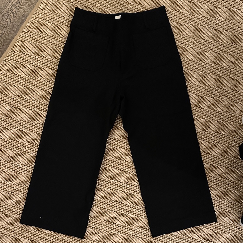 Maeve “The Colette” Black Wide-Leg Crop Pants
